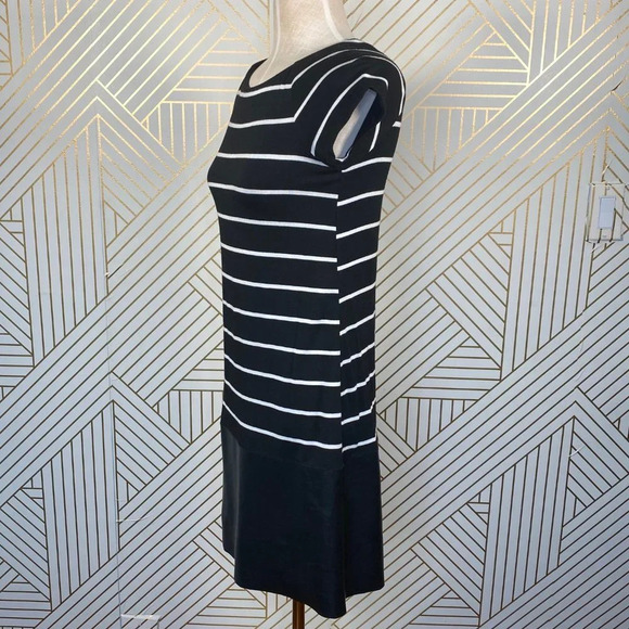 Anthropologie Bailey 44 Tanum Tunic Dress Striped Faux Leather‎ Black Size Small - Picture 5 of 8